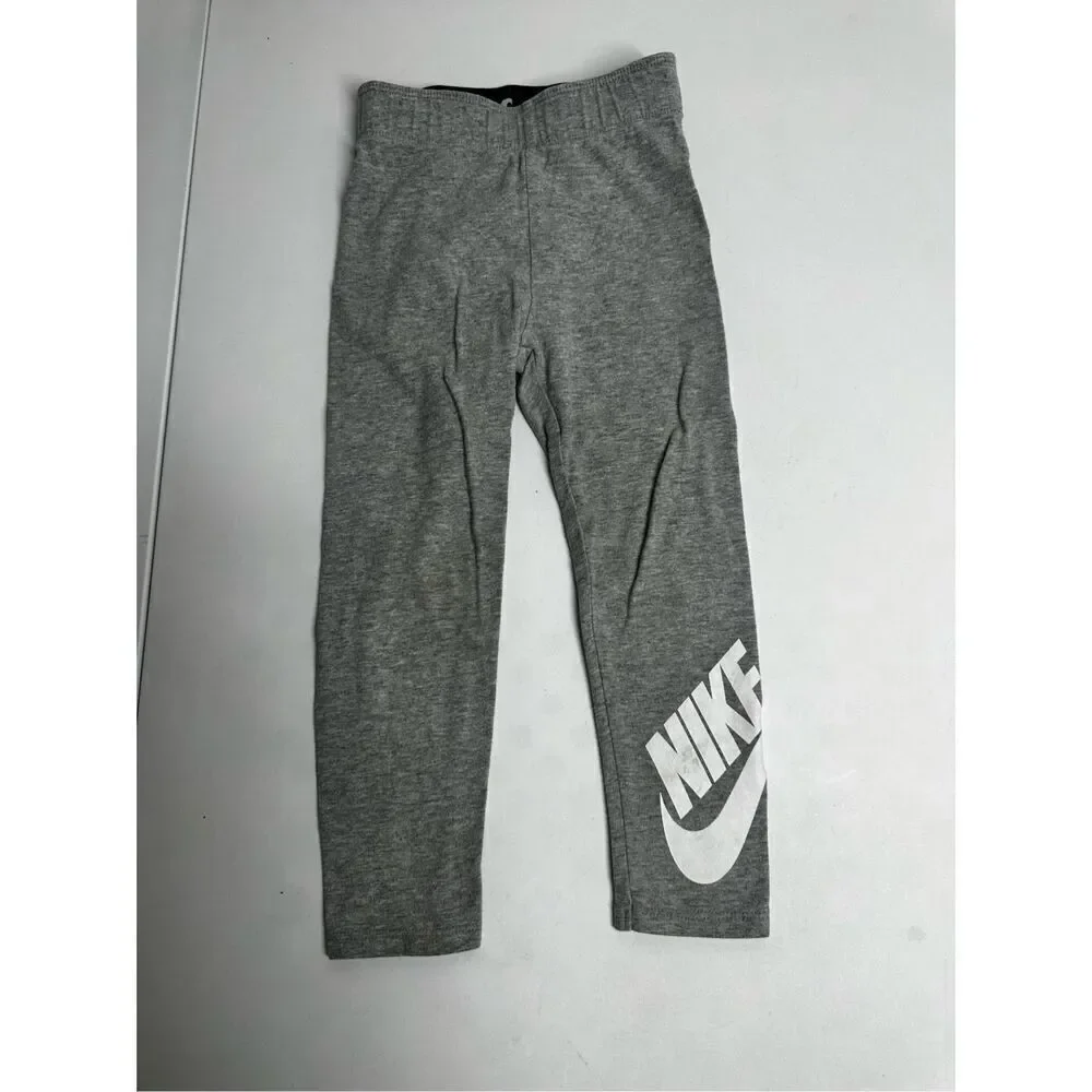 Nike Sportswear Girls Size 4T Dark Grey Heather Leg Leggings 96% Cotton Logo